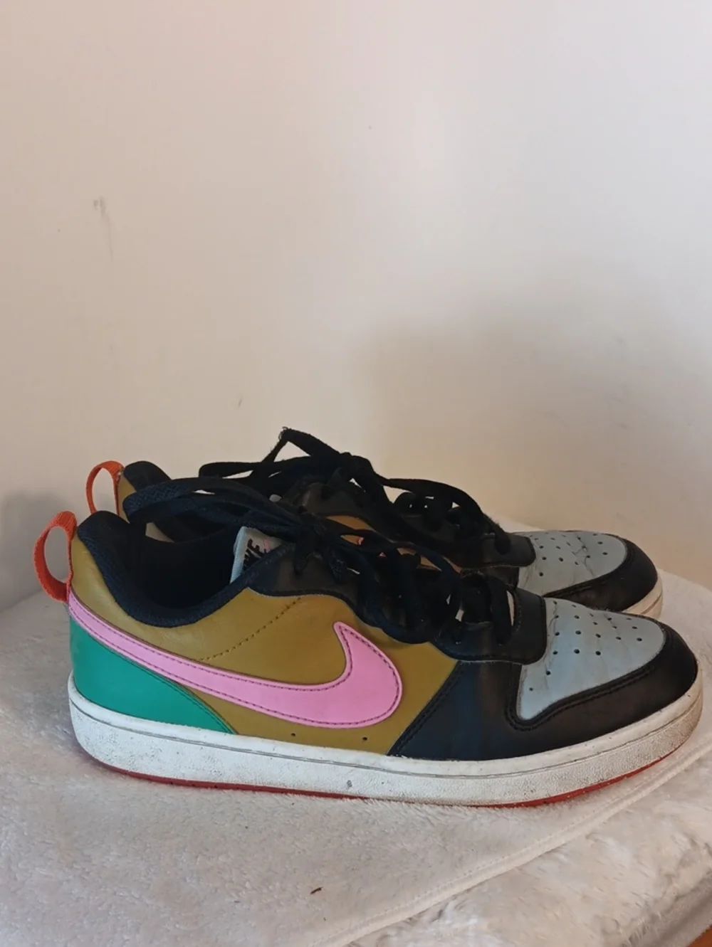 Nike Court Borough Low-Top Sneakers with Pink Swoosh and Teal Heel
